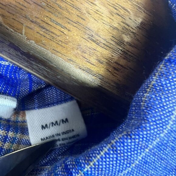 Roxy Womens Blue Orange Flannel Shirt Plaid Long Sleeve Button Up Viscose Size M - Picture 8 of 12